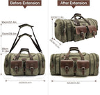 Wildroad 50L Travel Duffel Bag, Expandable Canvas Genuine Leather Duffle Bag - Image 7