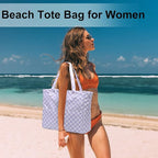 LEDAOU Large Beach Tote Bag Women Waterproof Sandproof Zipper Beach Tote Bag - Image 7