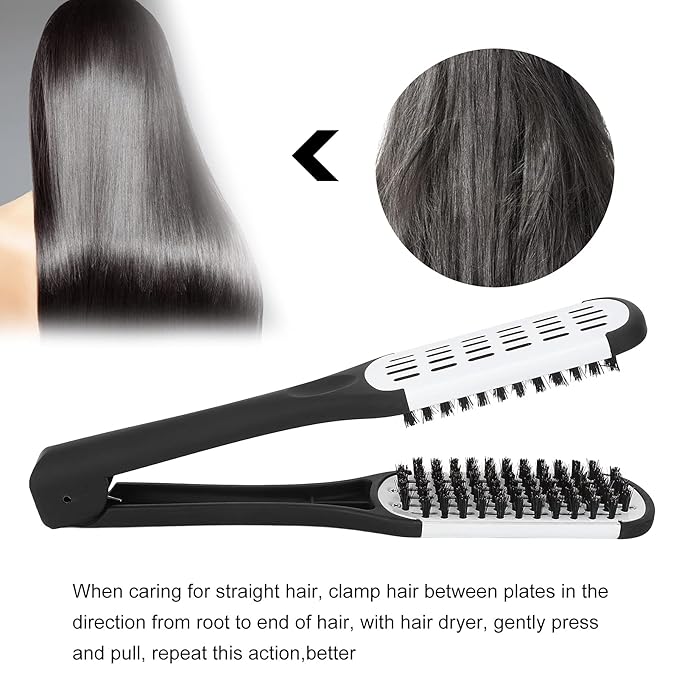 ZJchao Double-Sided Hair Straightening Clamp Brush - DIY Salon Hairdressing Styling Tool for Women and Men