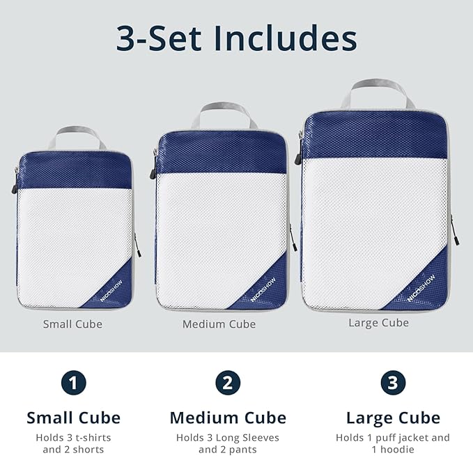 3 Set Compression Packing Cubes - Image 3