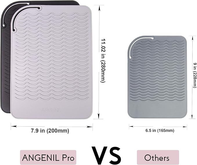 ANGENIL Large Heat Resistant Silicone Mat for Hot Hair Tools with Flat Iron Hair Straightener and Curling Irons Travel Essentials, Anti-scalding Accessories Pad Hot Tool Mat, Size 11.02" x 7.9"
