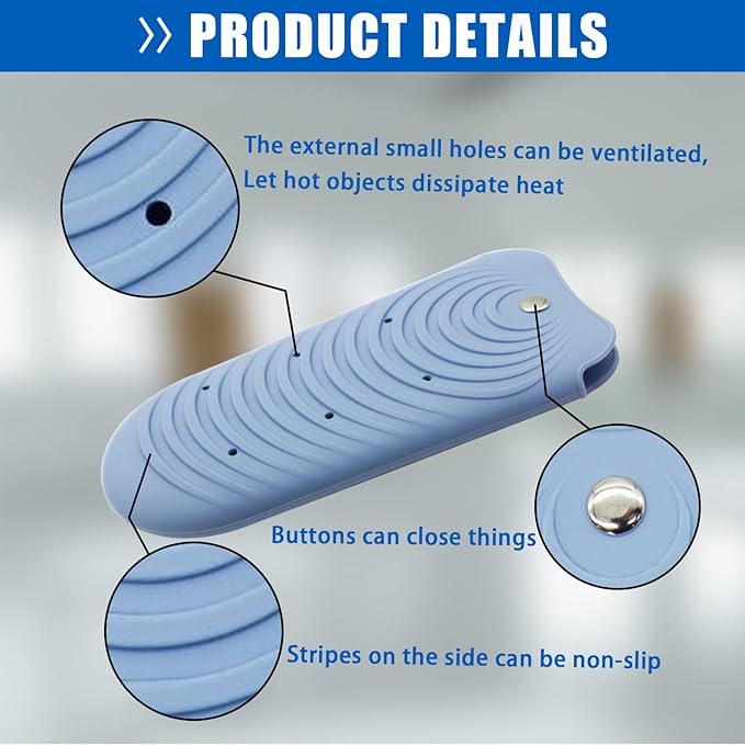 Heat Insulating Silicone Mat Pouch for Hair Styling Tools, Curling & Flat Irons Anti-Slip Travel Cover, Small Portable Straightener Pad for Curler Wands Storage, Hot Waver (Blue)