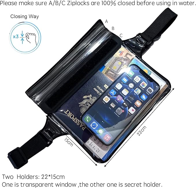 DRLOKPAK Waterproof Waist Bag Pouch Fanny Pack Bum Bag - Image 2