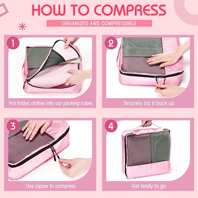 5 Pcs Packing Cubes for Suitcase Large Travel Cubes Carry on Luggage Organizer - Image 4
