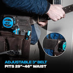 Ox Pro Drywall Tool Belt - 22-Pocket Leather Tool Belt Pouches - Made of Oil-Tanned Leather with Double-Stitching and Steel Rivets - OX-P263804