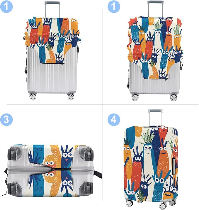 Carrot Luggage Cover Washable Suitcase Protector Anti-Scratch, Stretchable Fit - Image 4