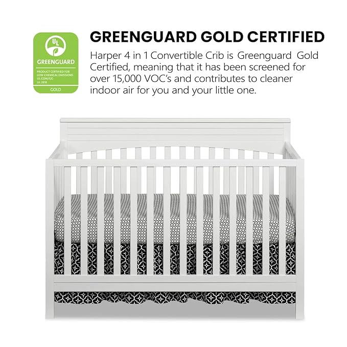 Oxford Baby Harper 4-in-1 Convertible Crib, Snow White - Image 6