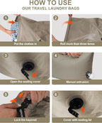 Travel Laundry Bag, Pump Free Vacuum Storage Bag Reusable Compression Dirty - Image 4