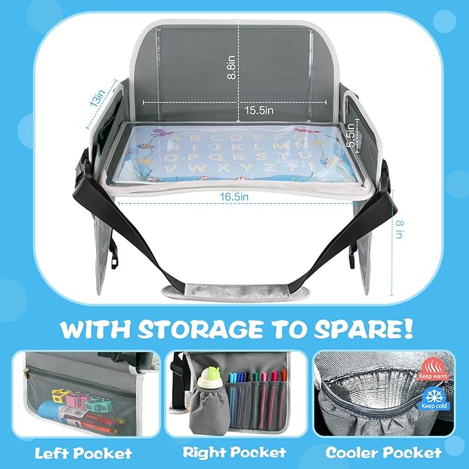 MENZOKE Kids Travel Tray for Boys or Girls, Travel Tray for Kids Car Seat - Image 5