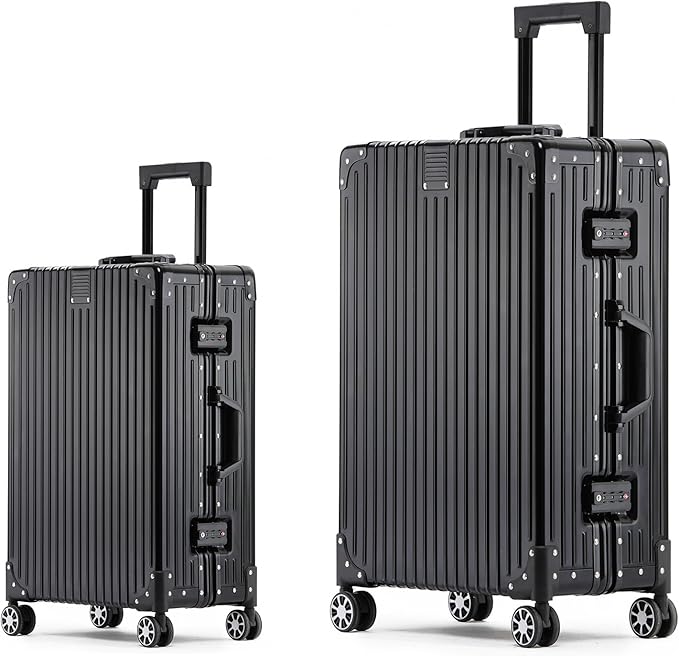 Metal All Aluminum Carry-on Luggage TSA Customs Lock Zipperless Silent Rotary by XZSP+AISU