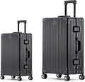 Metal All Aluminum Carry-on Luggage TSA Customs Lock Zipperless Silent Rotary by XZSP+AISU