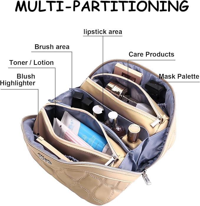 Travel Makeup Bags for Women Cosmetic Bag: Puffy Make up Bags Set of 3 - Image 3