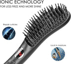 JINRI Hair Straightening Brush, 275°F-450°F 8-Stage Adjustable Temperature, Ergonomic Handle, 360° Swivel Cord, Anti-Scald Design, Includes Hair Clips, 120V 66W, Black