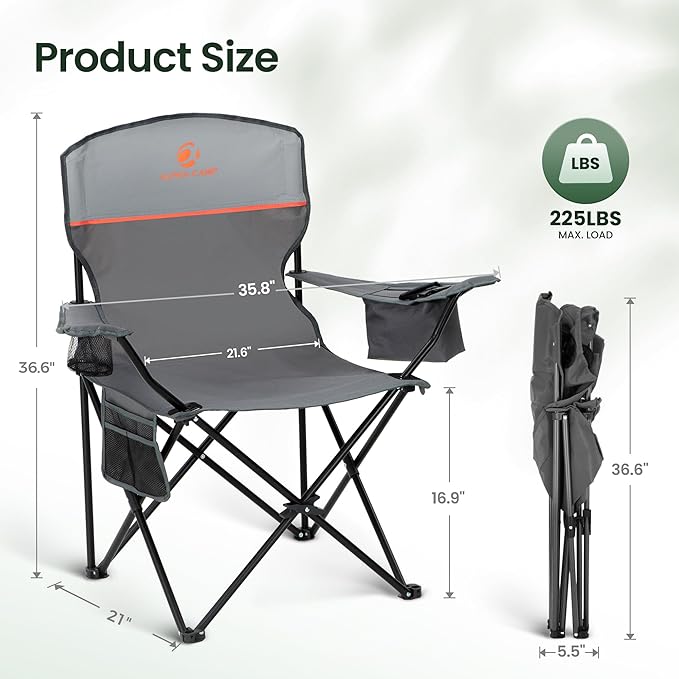 HIGH POINT SPORTS 2 Pack Portable Camping Chair - Image 3