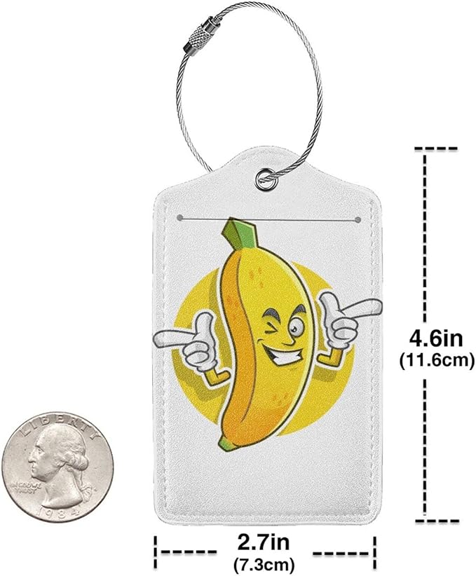 2 Packs Cute Banana Pattern Leather Luggage Tags Novelty Funny Cartoon Suitcase - Image 4