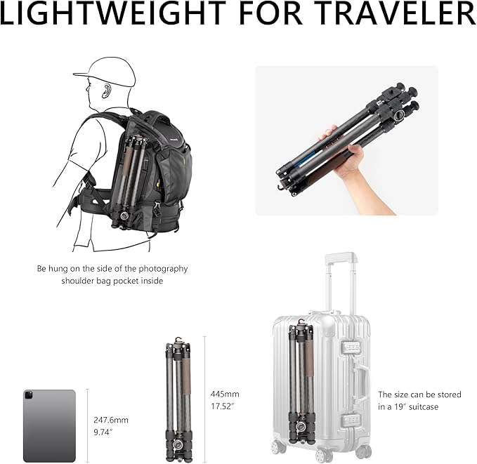 Compact Carbon Fiber Travel Camera Tripod - Image 5