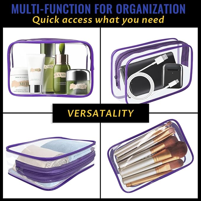 16 Pieces Clear Makeup Bag PVC Zippered Clear Toiletry Carry Pouch Portable - Image 6