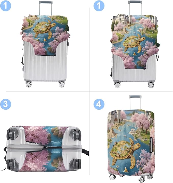 Turtle Luggage Cover Washable Suitcase Protector Anti-Scratch, Stretchable Fit - Image 4