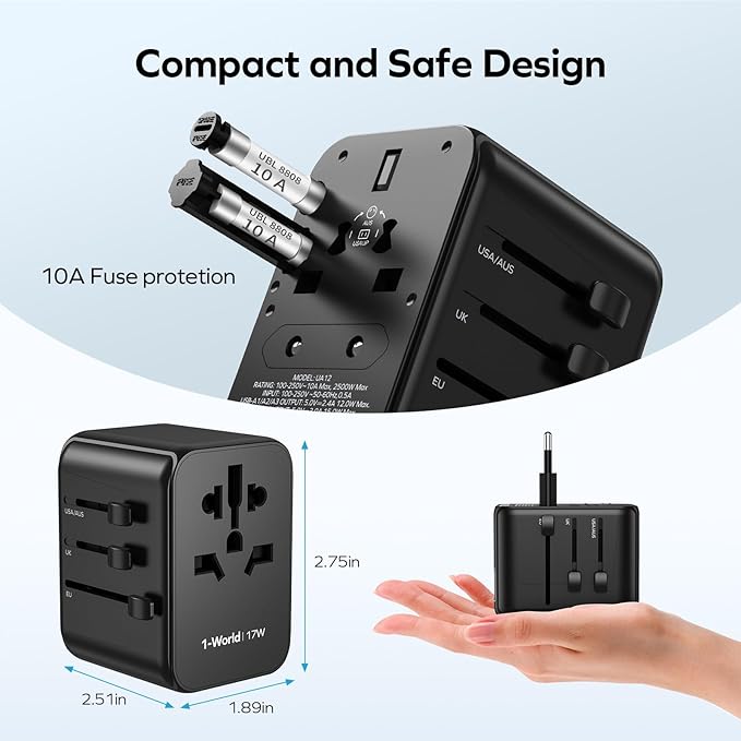MOMAX European Travel Plug Adapter, Worldwide All in One Travel Adapter - Image 7