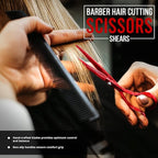 Utopia Care Hair Cutting and Hairdressing Scissors 6.5 Inch, Premium Stainless Steel Shears with Smooth Razor and Sharp Edge Blades for Salons, Men, Women and Kids, Red