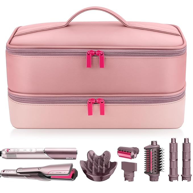 Travel Hair Dryer Case for Shark FlexFusion, Portable Hair Tools Bag, Double-Layer Storage Carrying Case for Shark FlexStyle Blow Dryer, FlexFusion & Fusion Air Straightener Attachments Holder