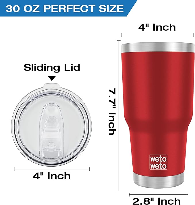 WETOWETO 30oz Tumbler, Stainless Steel Vacuum Insulated Water Coffee Tumbler Cup - Image 3