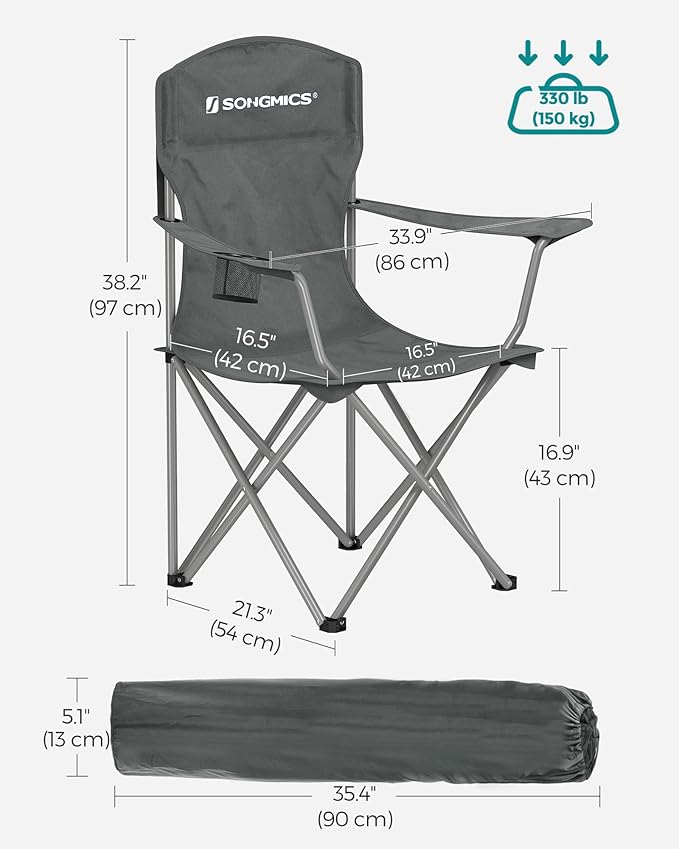 SONGMICS 2 Pack Folding Camping Chairs, Load 330 lb, Cup Holder and High - Image 3