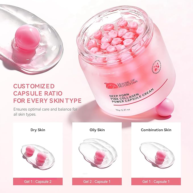 PDRN Pink Collagen Capsule Cream with Retinol & 5% Niacinamide – Salmon DNA Dual Texture Moisturizer for Face – 200Da Micro Collagen Jelly Gel for Barrier Repair, Firming & Glass Glow Skin – 2.37 oz