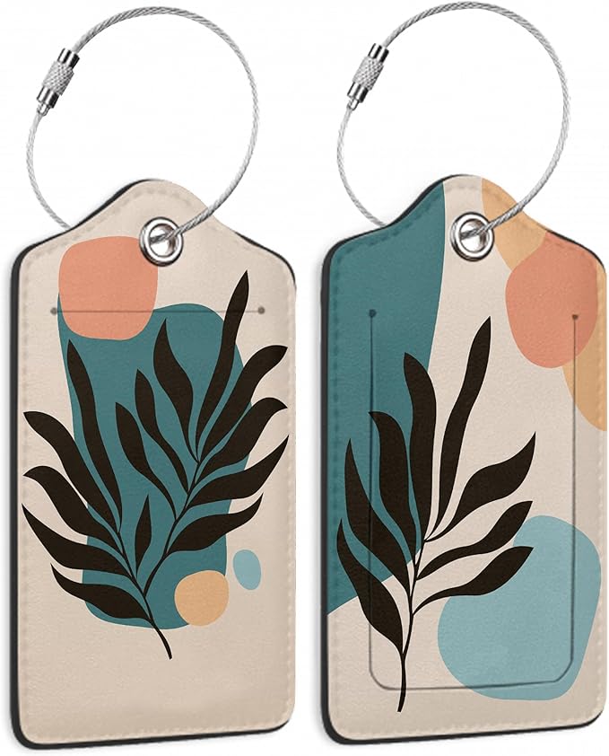 Boho Line Leaves Luggage Tags, 2 Pack Travel Cruise Tags by TXIANT