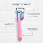 Women's Razor Shave Kit, 1 Pool Party Razor Handle + 6 Blade Refills - Image 3