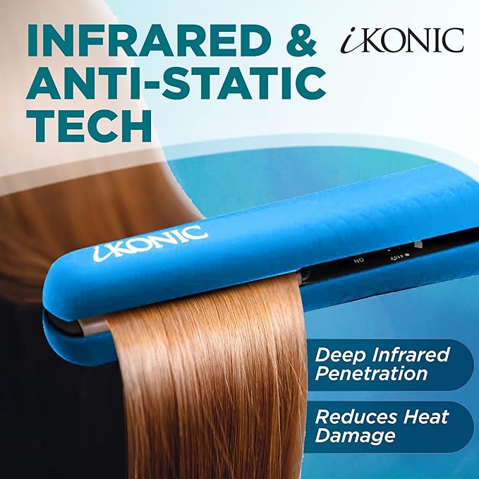 IKONIC 1.25” Floating Plates, 100% Pure Ceramic Hair Straightener & Flat Iron – Fast Heating, Anti-Static, Infrared Technology – Frizz-Free, Sleek Hair Styling Tool for Women & Professionals
