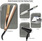 11" X 7.5" Large Size Heat Resistant Silicone Travel Mat for Hair Straighteners, Curling Irons, Flat Irons, Other Hair Styling Tools, Portable Silicone Pad Cover for Travel Vanity Salon - Gray