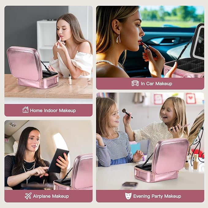Travel Makeup Bag with LED Mirror, Cosmetic Bags - Image 9