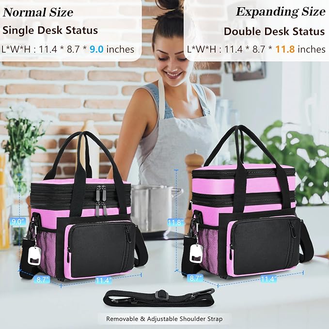 Insulated Lunch Bag Women | Large Adult Lunch Box | Double-Layer Reusable Lunch - Image 5