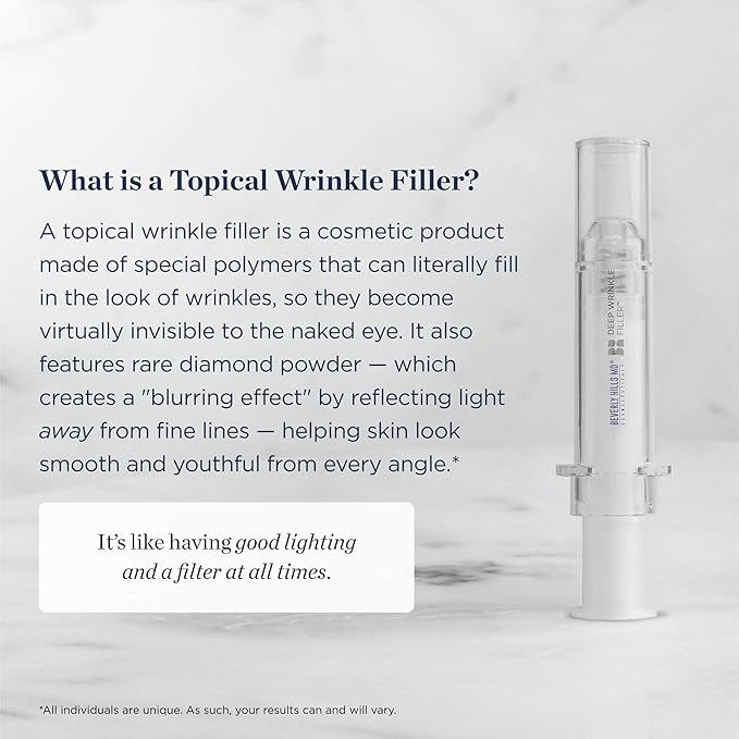 Beverly Hills MD Deep Wrinkle Filler- Decrease Appearance of Deep Wrinkles on Contact, Anti-Aging Serum for Smooth, Lifted Complexion- Helps Correct Fine Lines & Creases w/Diamond Dust & Polymers