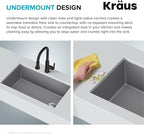 KRAUS Forteza 32-inch Undermount Single Bowl Granite Kitchen Sink in Grey - Image 4
