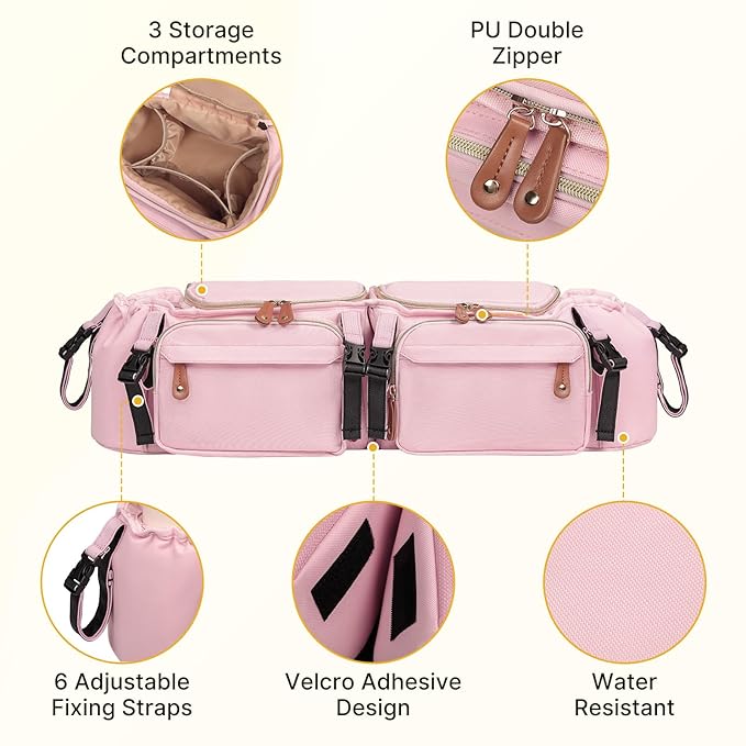 Double Stroller Organizer for Bob Duallie and Baby Jogger City Mini GT2 - Image 6
