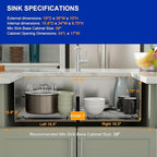 Dcolora 36 Inch Large Double Bowl Low-Divide Kitchen Sink Undermount 16 Gauge - Image 4