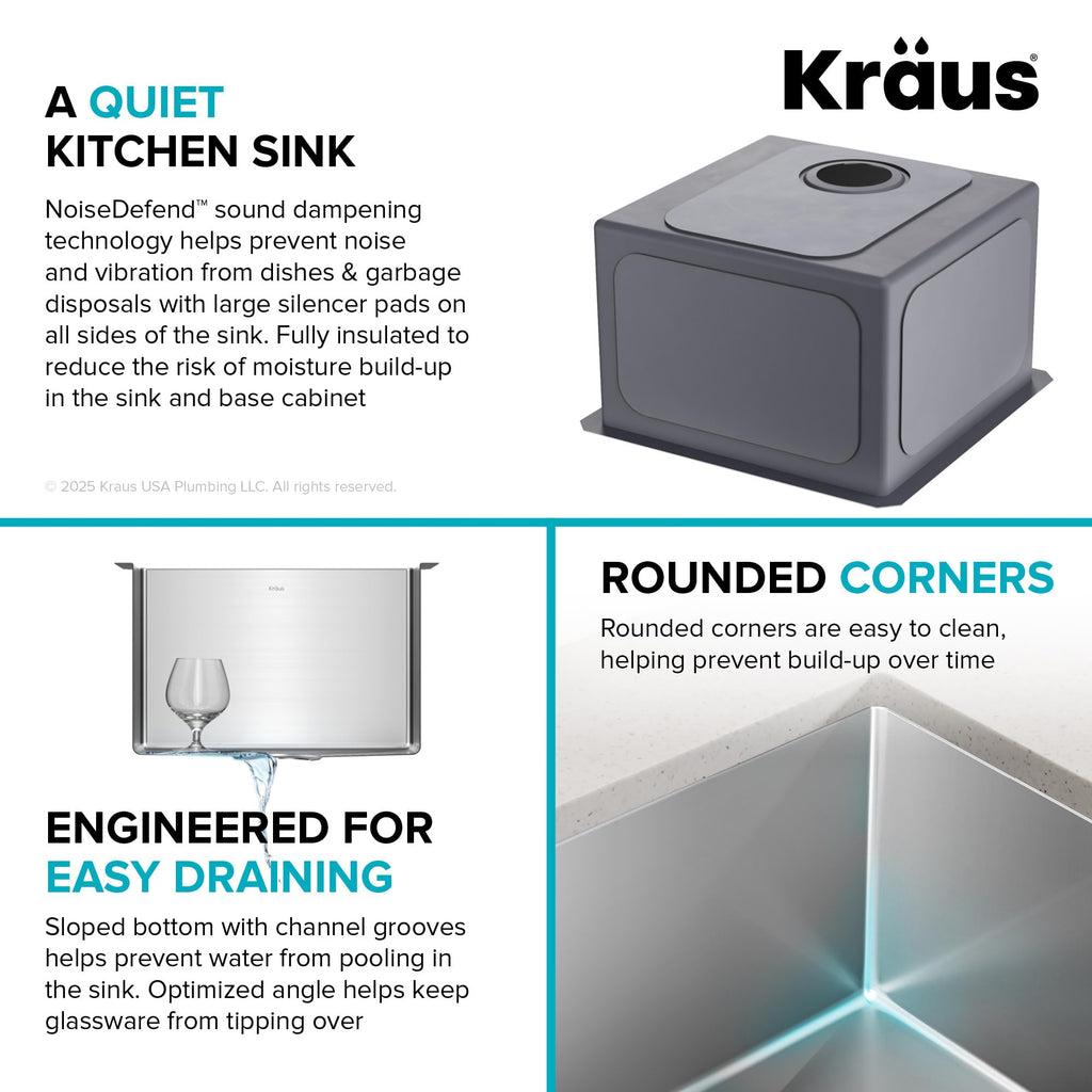 Stainless Steel 17 in 16 Gauge Undermount Kitchen Sink KHU101 (17 Inch)