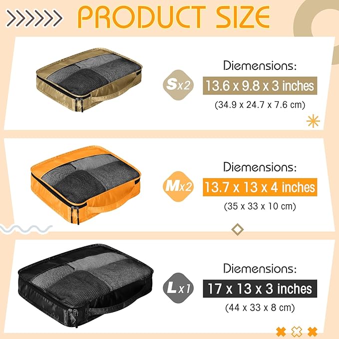 5 Pcs Packing Cubes for Suitcase Large Travel Cubes Carry on Luggage Organizer - Image 2
