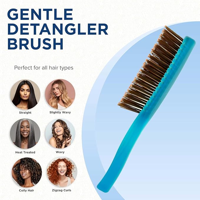 Giorgio GION1-2B Neon Blue Set of 2 Gentle Touch Detangler Hair Brush for Men and Women. Soft Bristles for Sensitive Scalp. Wet and Dry for all Hair Types. Scalp Massager Brush Stimulate Hair Growth