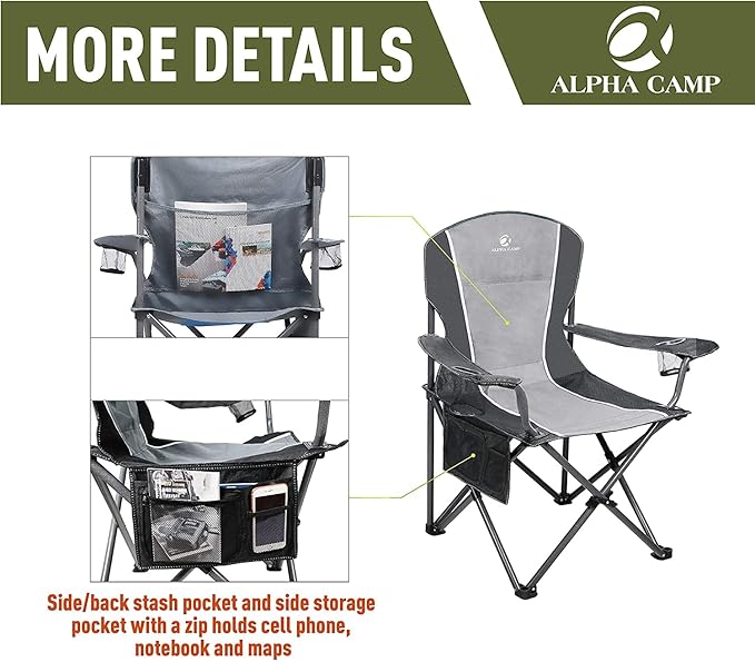 ALPHA CAMP Oversized Camping Folding Chair - Image 6