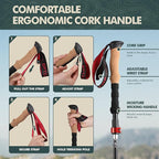 GPTCAMP Nordic Walking Stick, Cork Handle, Lightweight 7075 Aluminum Trekking - Image 2