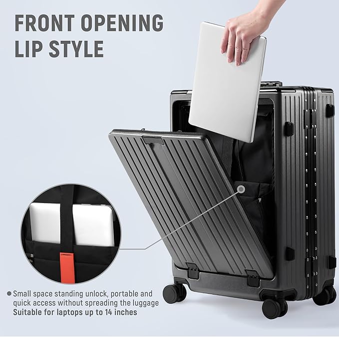 UrbanExplorer 20 Inch Carry On Luggage TSA Approved, Aluminum Frame Zipperless - Image 4
