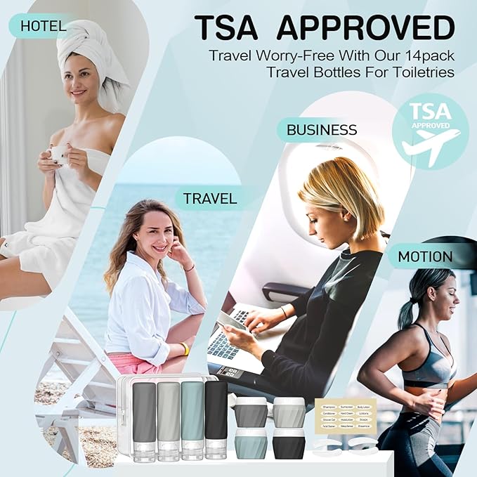 14pack Travel Bottles for Toiletries, TSA Approved Travel Size Toiletries - Image 7