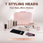 7MAGIC 7 in 1 Hair Styler & Hair Dryer Brush, Negative Ionic Hot Air Styler, 120 Volts, 1400W Powerful Blow Dryer Brush & Multi-Style for Straight, Wavy, Curly, and Coily Hair, Travel Case, Pink