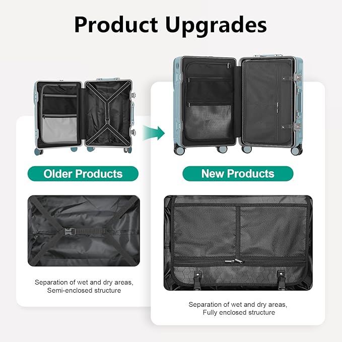 Hard Shell Luggage 20 Inch Travel Luggage, PC+ABS Aluminum Frame, Lightweight - Image 8