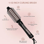 Farery Thermal Brush 5 Adjustable Temps, 1.5 Inch Hot Curling Brush for Big Bouncy Curls, Non-Blowing Heated Round Brush, Ceramic Curling Wand for Medium & Long Hair, Dual Voltage for Travel