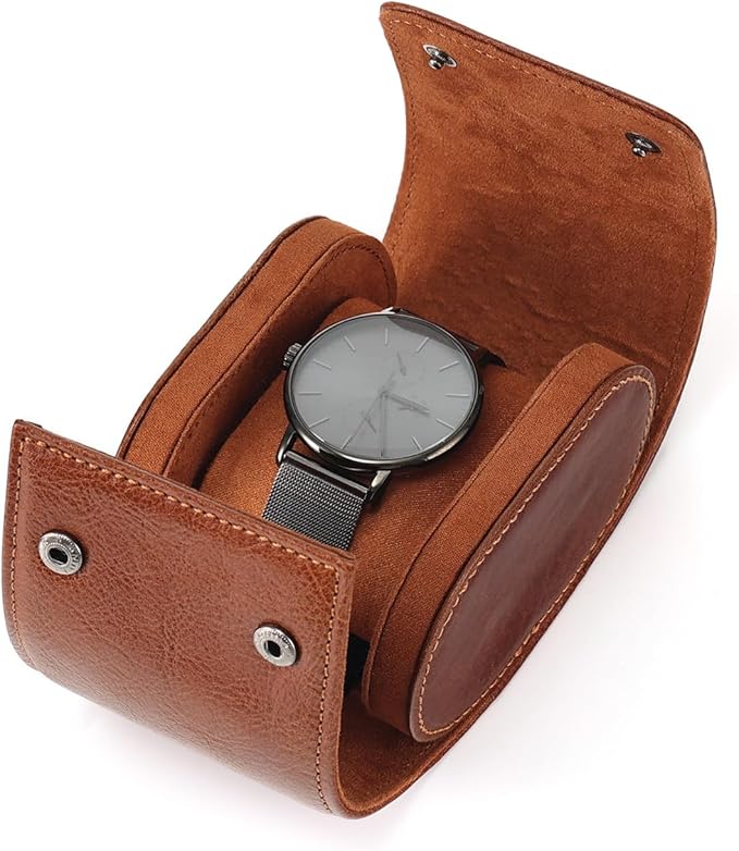 JOYIR Single Watch Roll for Travel | Genuine Leather Watch Pouch Case by JOYIR