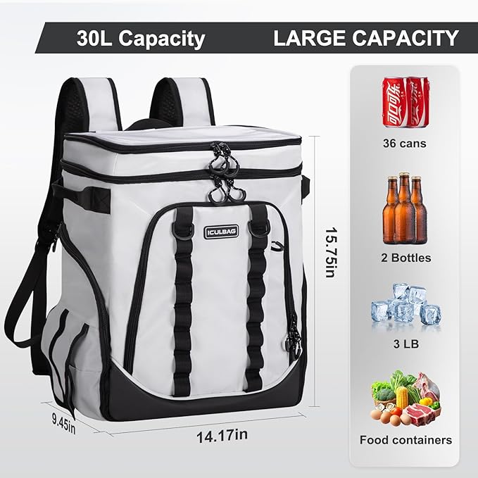 Beach Cooler Backpack for Men 36cans Insulated Backpack Cooler Lunch Bag for - Image 3